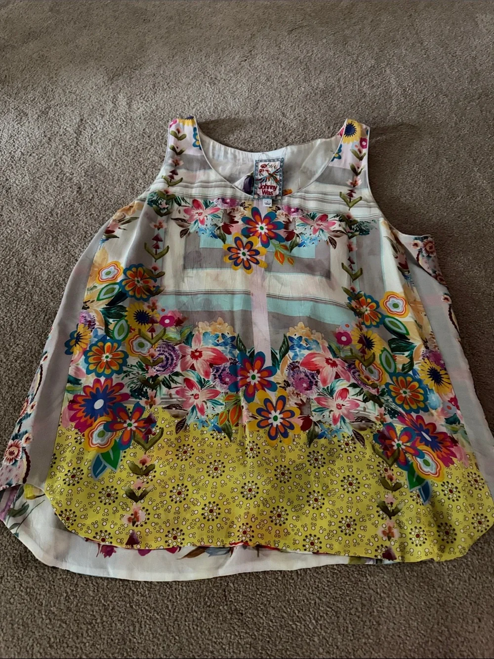 Johnny Was Girls Floral Sleeveless Top - Yellow, Pink, Blue, Green